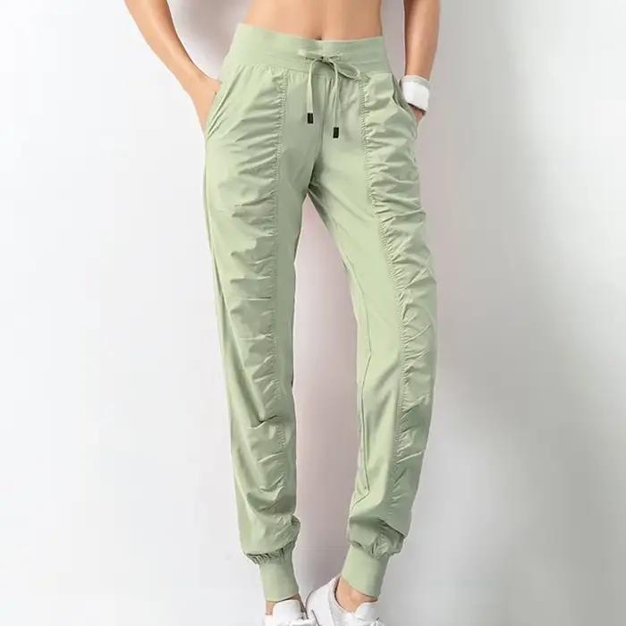 Pantalons de survêtement en tissu avec cordon de serrage pour femmes