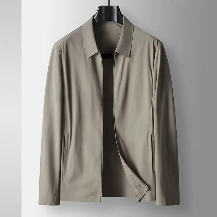 Veste décontractée pour homme, polyester, col rabattu, fermeture éclair, pour automne et hiver, bureaux et sorties