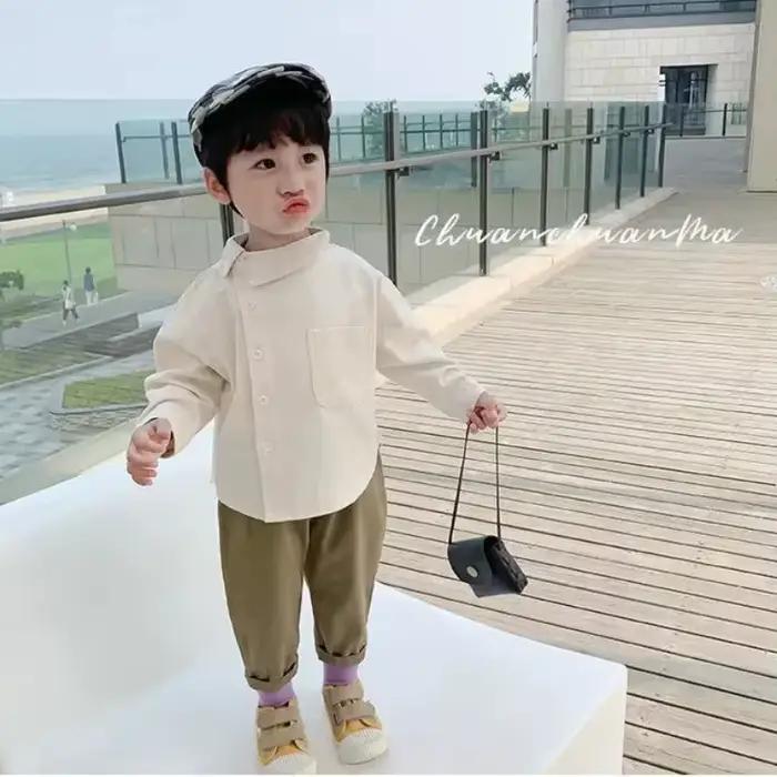 80-90cm vêtements en coton pour enfants garçons chemises vestes printemps automne nouveaux