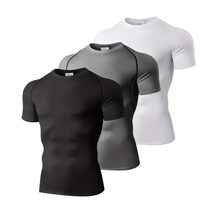 Vêtements de Compression pour hommes collants d'été t-shirt élastique séchage rapide