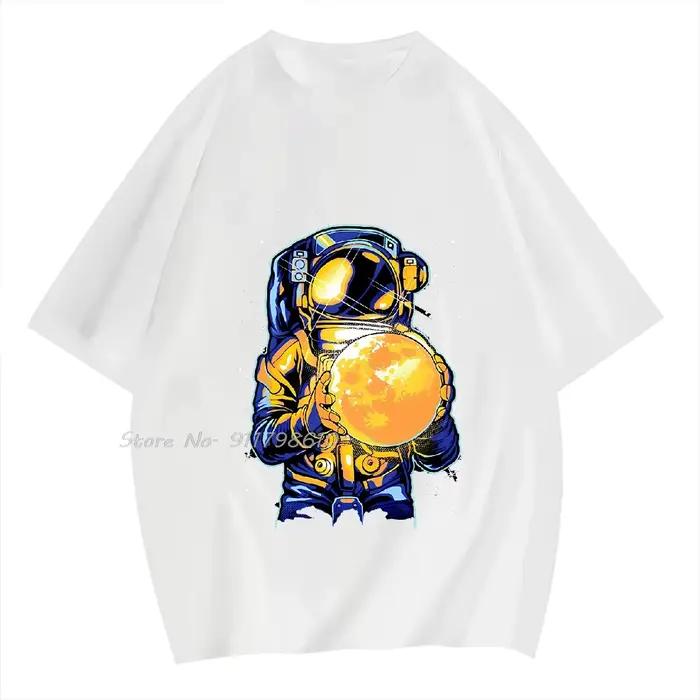 T-shirt décontracté en coton astronaute respirant surdimensionné