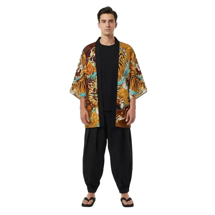 Kimono japonais motif tigre Cape Costume samouraï jeu de rôle Cardigan traditionnel