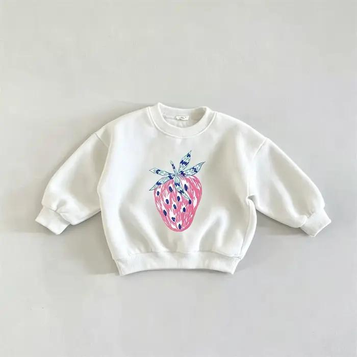 Sweat-shirt pour filles rose et blanc à manches longues