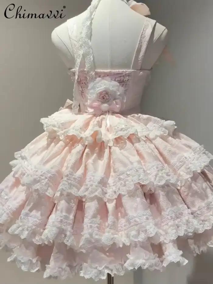 Robe Rose Lolita mignonne et douce pour fête d'anniversaire