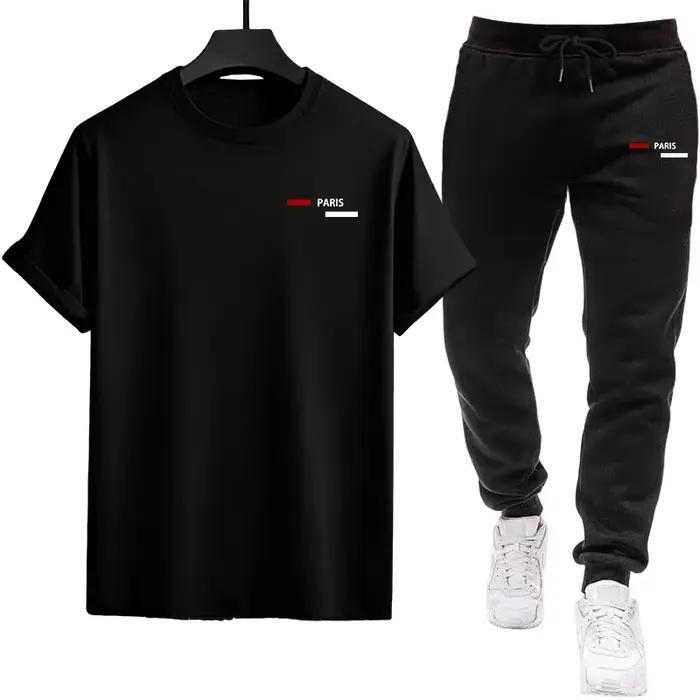 Ensemble de survêtement décontracté pour homme : T-shirt polyvalent à manches courtes et pantalon de sport – Idéal pour l'été 2026 et les activités quotidiennes en extérieur