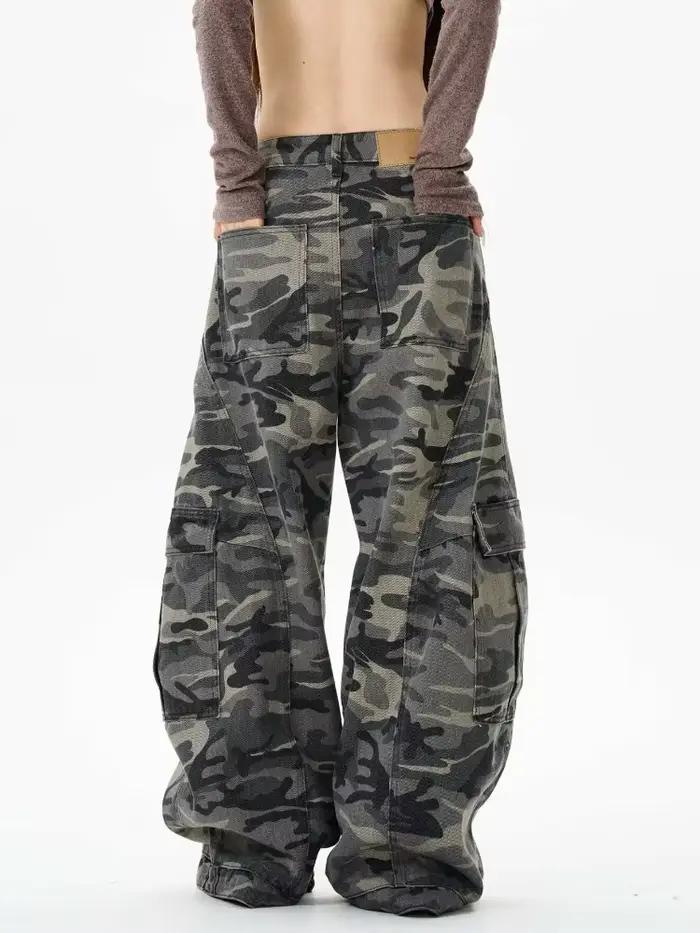 Pantalon cargo 2025 Trashy Y2K Streetwear vintage baggy camouflage femme style streetwear toutes saisons舒适版: ###TITRE### 2025TrashyY2KStreetwear迷彩宽松工装裤女士复古长裤