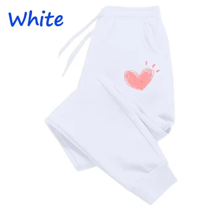 Femmes mignon coeur imprimé pantalons de survêtement automne hiver coton