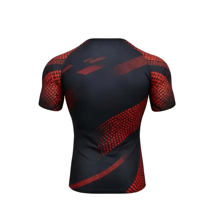 Chemise géométrique noire et rouge pour hommes