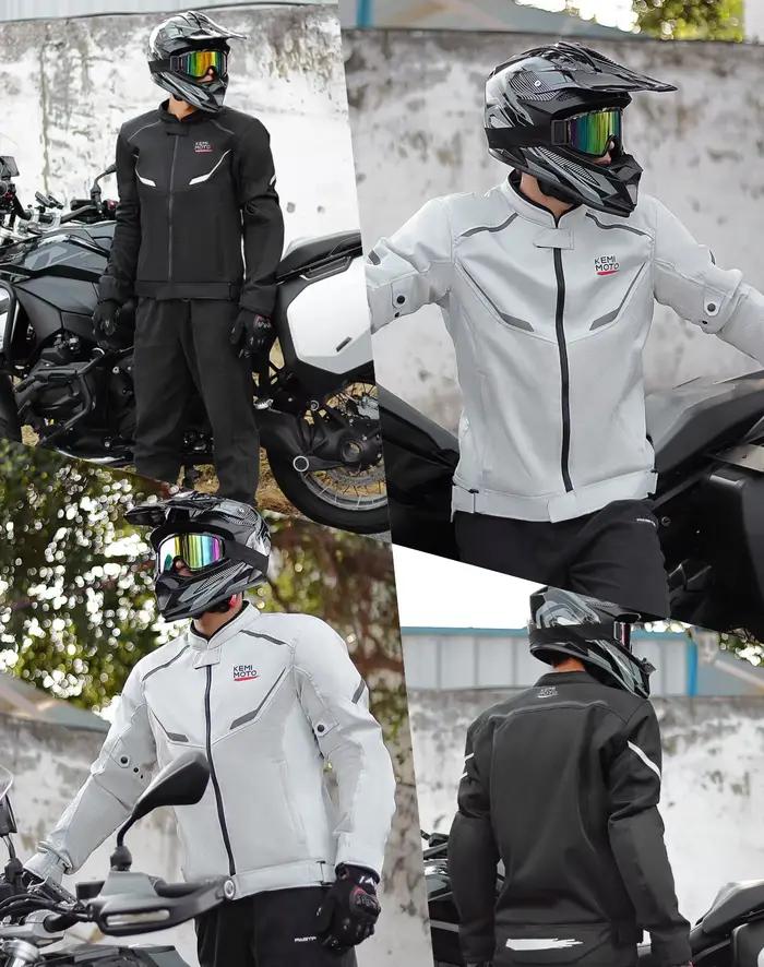 KEMIMOTO Veste de moto pour homme, en maille douce d'été, équipement de protection certifié CE, tenue respirante pour la conduite et le cyclisme