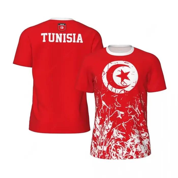 T-shirt de football avec drapeau tunisien pour hommes