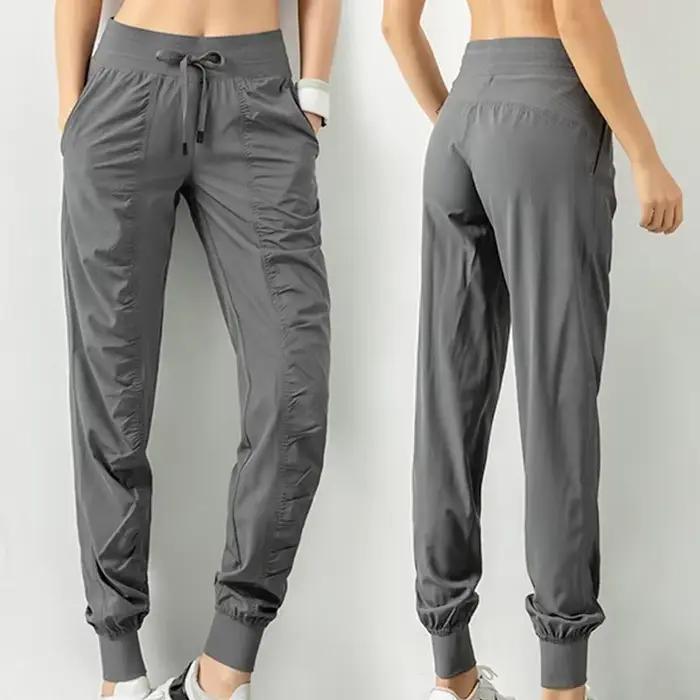 Pantalons de survêtement en tissu avec cordon de serrage pour femmes