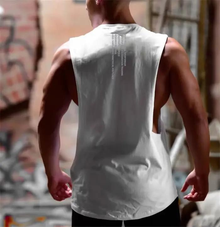 Débardeurs de course pour hommes en coton à découpes latérales