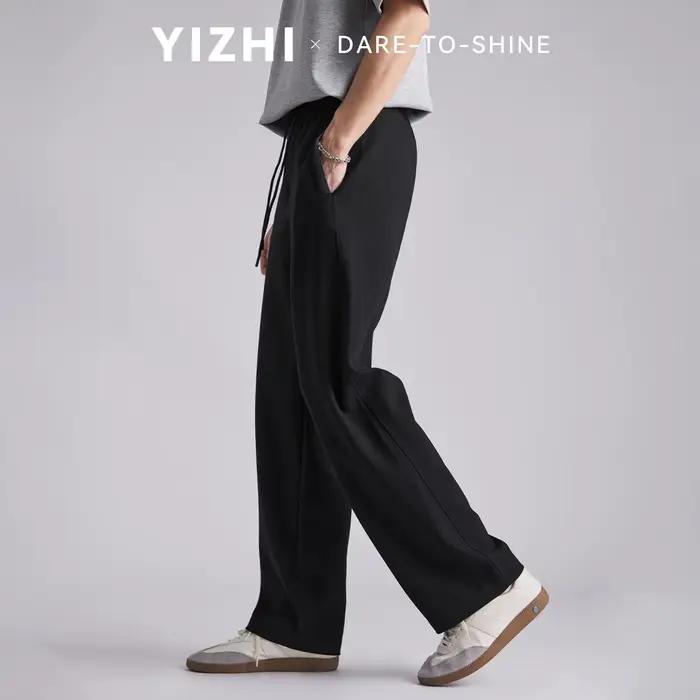 Pantalon de jogging en coton Mamba 260 GSM pour homme, style japonais, coupe ample, taille élastique, color block, doux et décontracté, idéal pour l'été