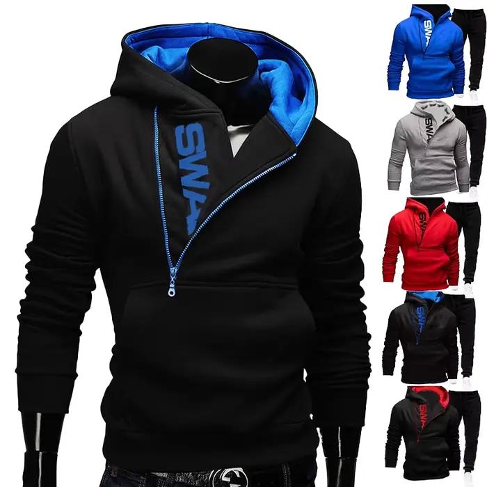 Ensemble de jogging homme Calmfastl avec capuche polyester pour sport automne hiver style décontracté pull veste Sweat à capuche tricoté pour homme occasions sportives et détente