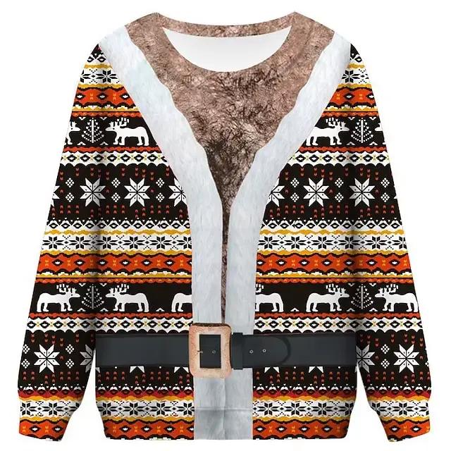 Pull drôle sweat-shirt de noël pour hommes femmes impression 3D poitrine laid cheveux fête de noël à capuche hommes pull de noël vêtements