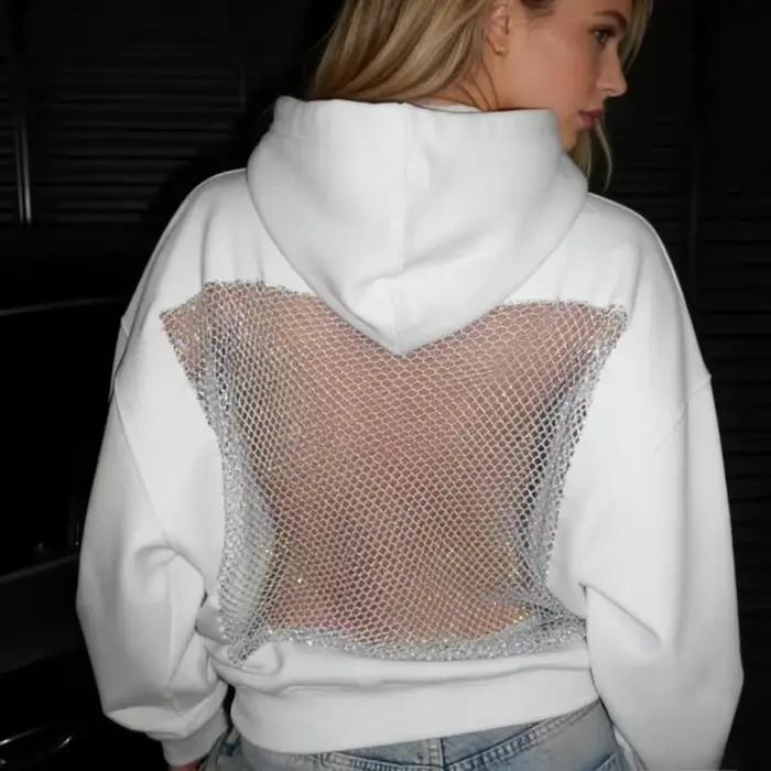 Sweat à capuche décontracté en coton avec design évider et dessin animé pour femmes, automne-hiver, taille S à XXXL, polyvalent pour sorties et loisirs