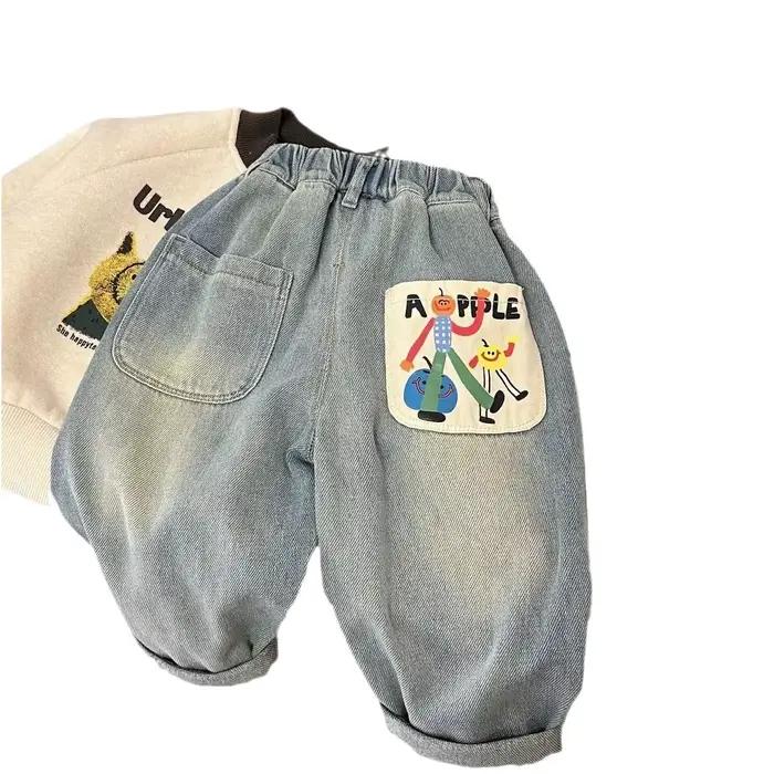 Printemps automne enfant en bas âge garçons Denim pantalon coton Animepattern Babys