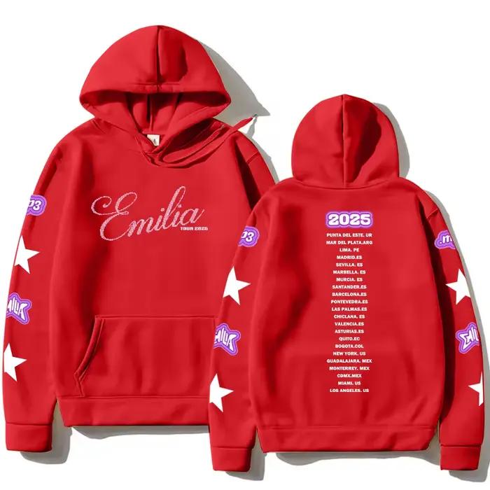 Sweat à capuche Emilia Mernes Strass Tour 2025 vêtement unisexe mode polaire haute performance pour homme et femme sorties sportives et occasions spéciales