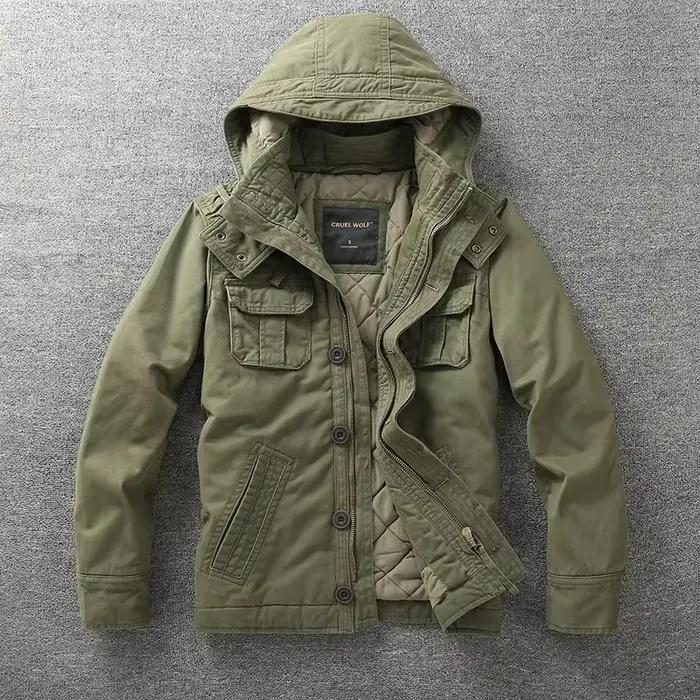 Veste cargo en jean rétro pour hommes 2025 : capuche