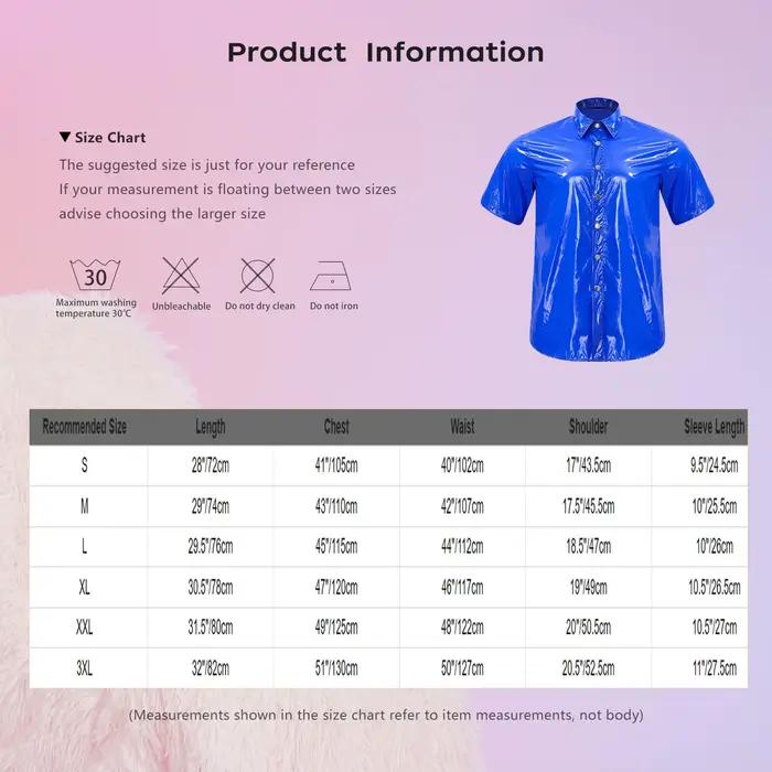 Chemise imperméable en PVC effet mouillé pour homme
