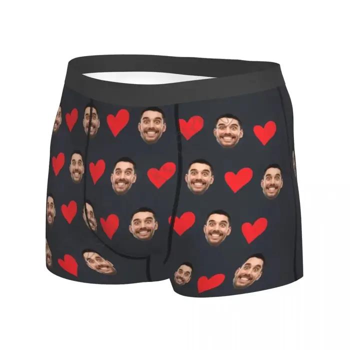 Sous-vêtements personnalisés avec photo de visage - Boxer personnalisé en forme de cœur - Slip homme