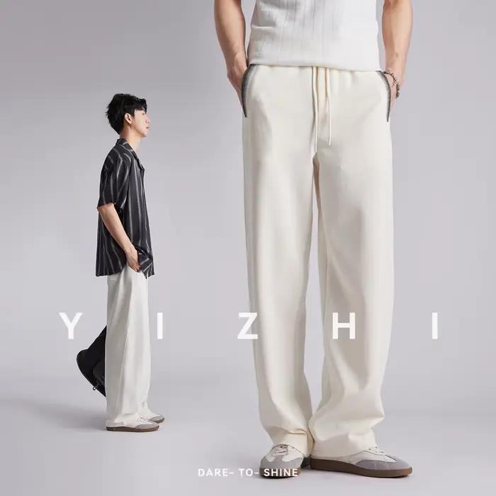 Pantalon de jogging en coton Mamba 260 GSM pour homme, style japonais, coupe ample, taille élastique, color block, doux et décontracté, idéal pour l'été