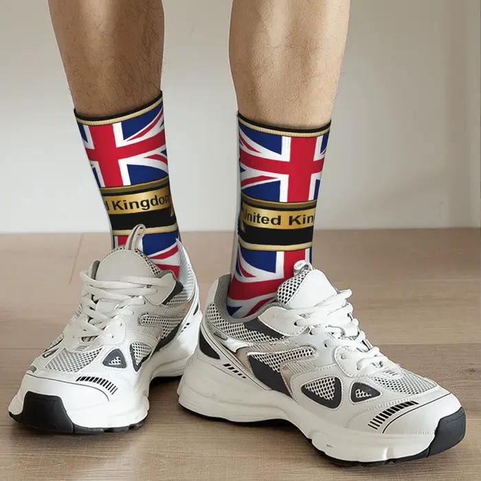 Chaussettes personnalisées avec impression drôle de drapeau du royaume-uni pour femmes et hommes