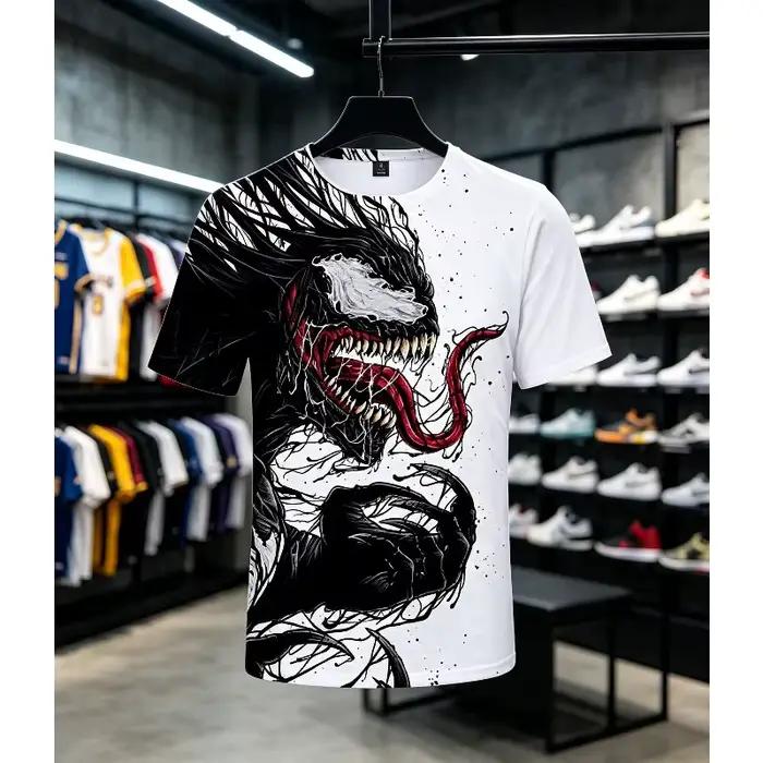 T-shirt graphique Venom pour hommes, femmes et enfants, imprimé intégral, manches courtes, style Hip Hop Streetwear, décontracté, noir, pour les fans, tenue quotidienne