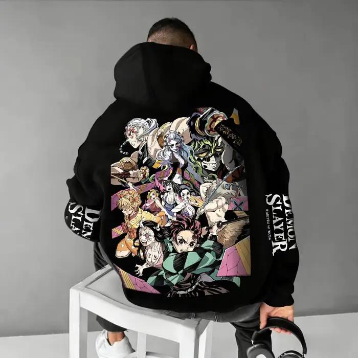Sweat à capuche co-marqué Demon Slayer, automne/hiver, nouveaux hommes et femmes, imprimé Anime, ample, décontracté, Harajuku, pull Parent-enfant