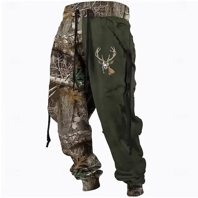 Pantalon de sport camouflage pour homme avec cordon de serrage et taille élastique pour un style rétro et décontracté en plein air