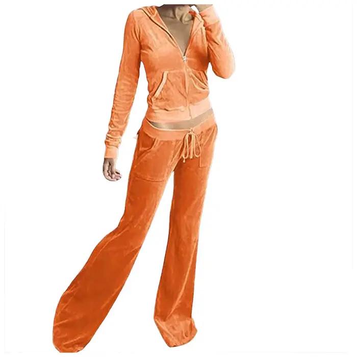 Ensemble de survêtement ZOMAXIUJEE en velours, veste à capuche zippée, pantalon cargo pour femmes, coupe décontractée, style folk indépendant, occasion décontractée, polyester durable, appliques élégantes, ajustement mince