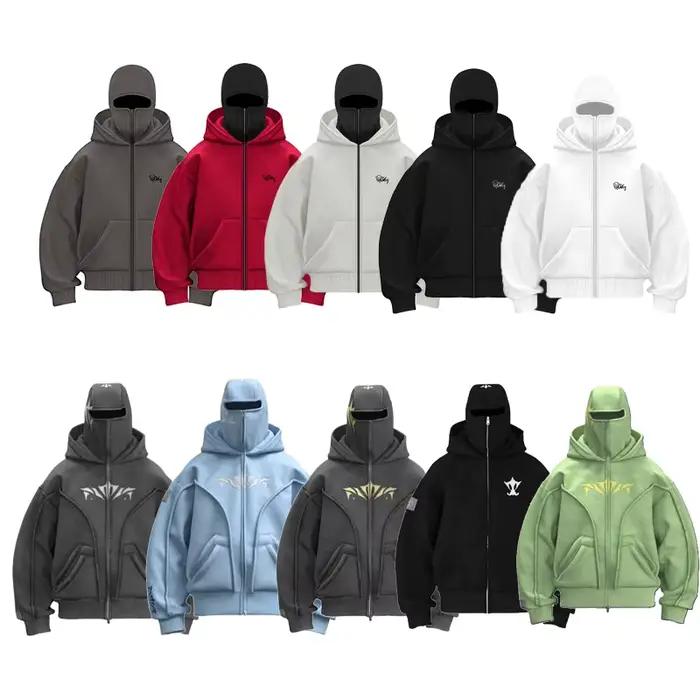 Y2K Ninja Harajuku sweat à capuche zippé chaud Double couche veste froide à la mode motif brodé français décontracté gothique hommes femmes haut