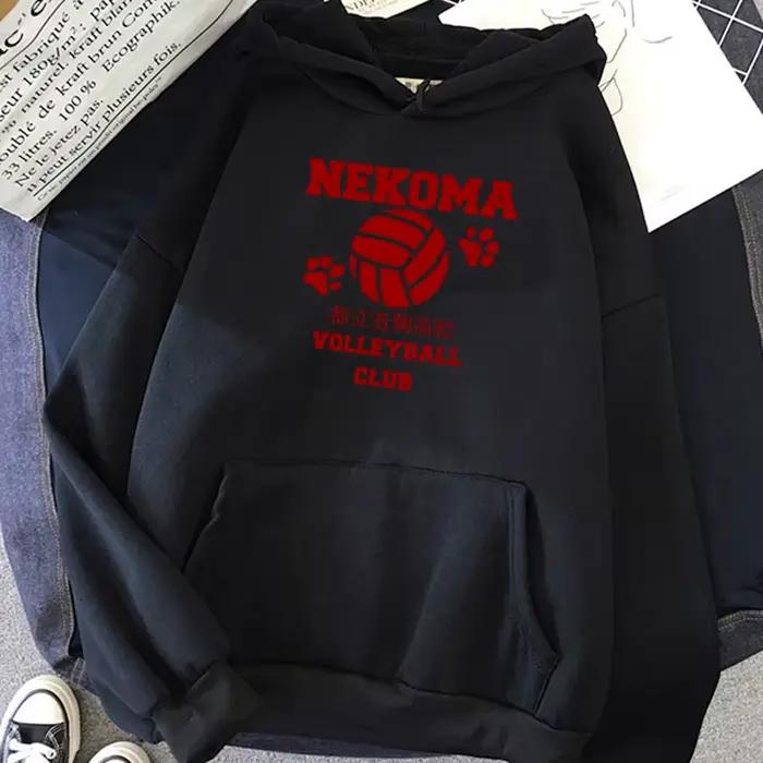 Oya Oya Oya Haikyuu sweat à capuche pour homme dessin animé japonais Kawaii Nekoma graphique Streetwear Kuroo
