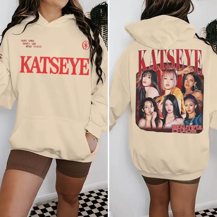 Sweat à capuche graphique vintage Katseye pour fans de la pop music