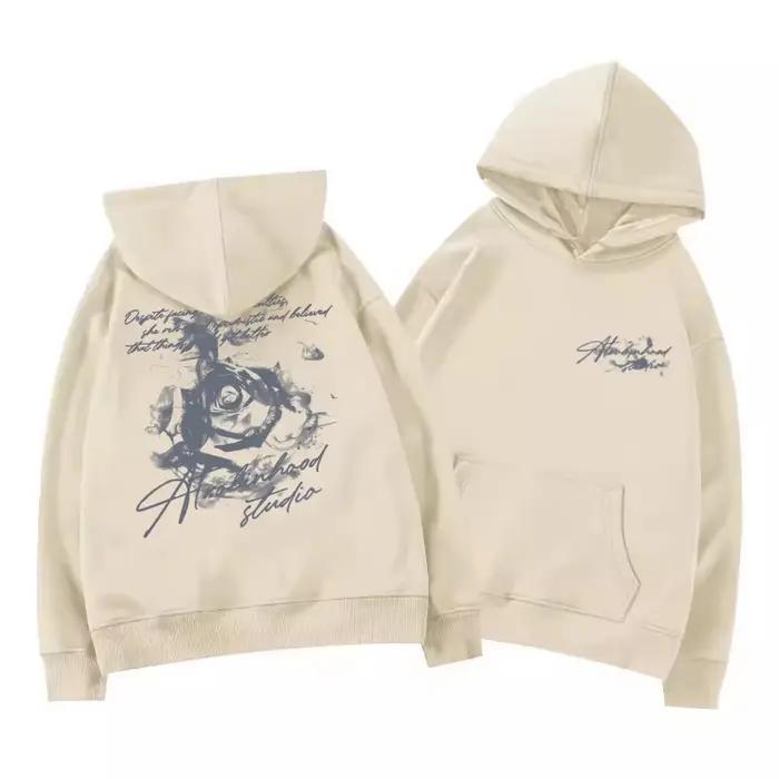 Sweatshirt à capuche Rose Flower pour hommes et femmes, pull décontracté polyester, style streetwear, confortable, sportif, polyvalent, pour le quotidien, l'hiver et l'automne