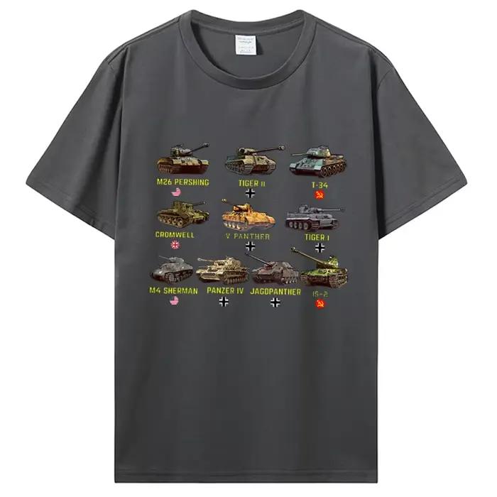 Nouveaux réservoirs M4 Sherman Panzer IV Tiger II T-34 T-Shirt hommes décontracté coton