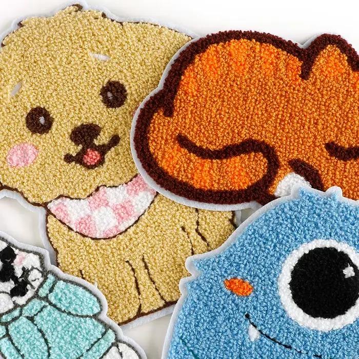 Dessin animé mignon Animal chiot chat ours en peluche motif série patchs de broderie sacs à faire soi-même trous cassés fournitures de décoration et de réparation