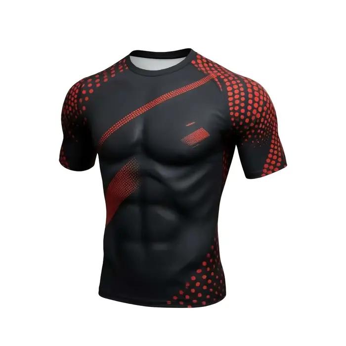 Chemise géométrique noire et rouge pour hommes
