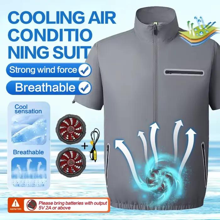Vêtements de travail rafraîchissants à manches courtes avec ventilateur intégré pour l'été