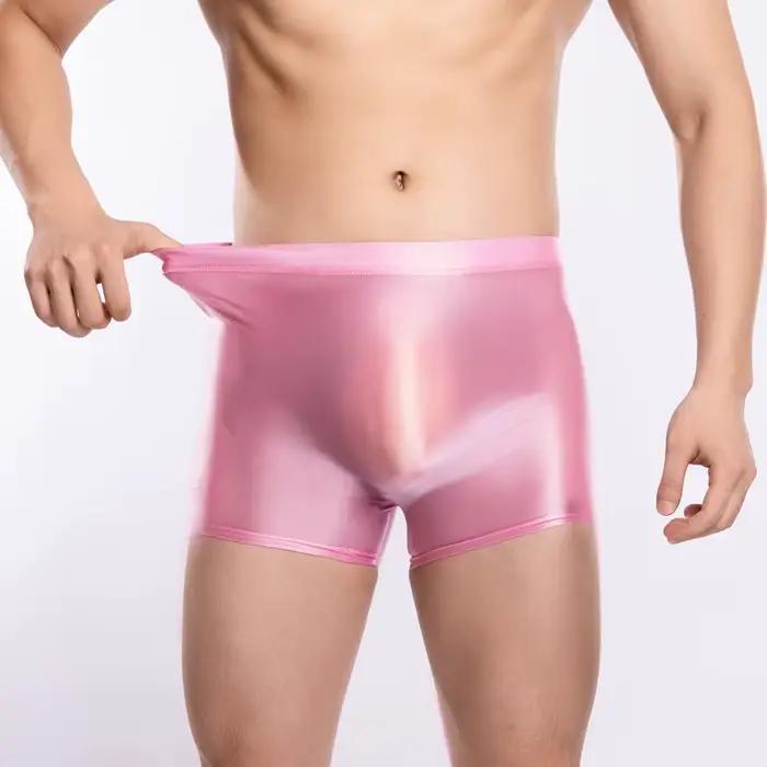Boxer Brcorporelle et Huileux pour Homme, Sous-Vêtement artificiel astique, Culotte Fine, Respirant, Lisse, FS