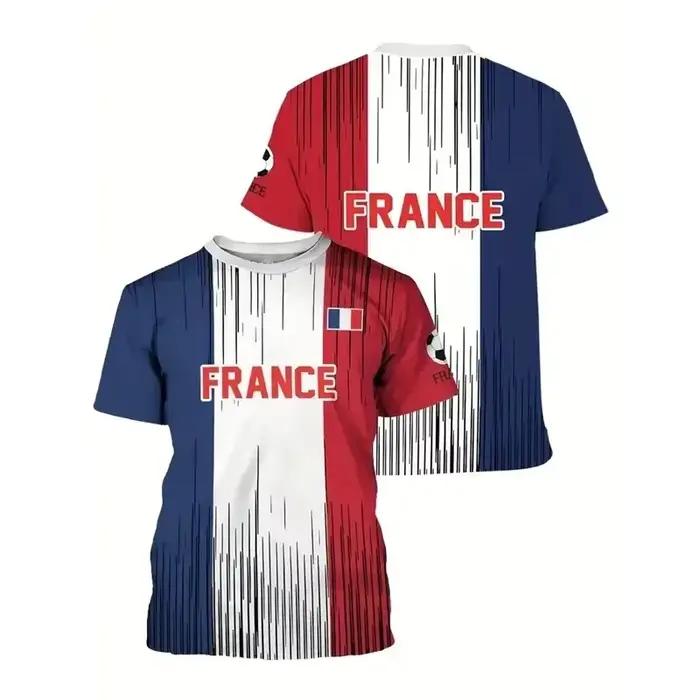 Nouveau T-shirt Minimaliste Style Français 2026 pour Hommes – Imprimé Drapeau