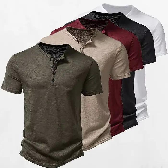 T-shirt homme col Henley polo décontracté polyester été sport occasionnels offerts en différentes tailles couleurs
