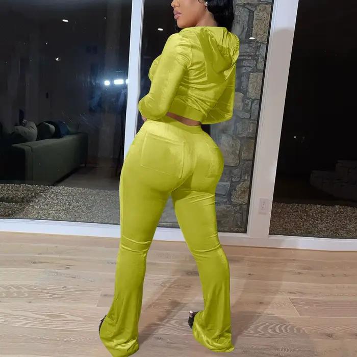 Ensemble de survêtement ZOMAXIUJEE en velours, veste à capuche zippée, pantalon cargo pour femmes, coupe décontractée, style folk indépendant, occasion décontractée, polyester durable, appliques élégantes, ajustement mince