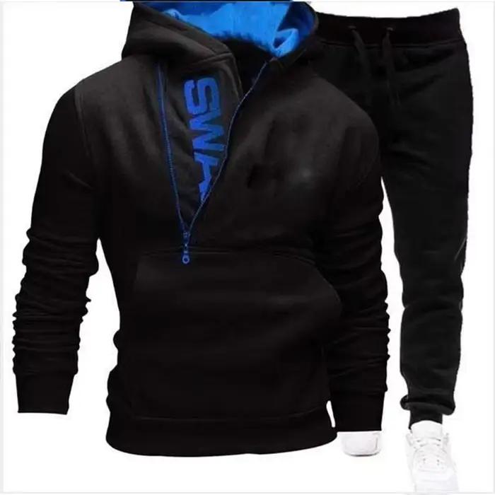 Ensemble de jogging homme Calmfastl avec capuche polyester pour sport automne hiver style décontracté pull veste Sweat à capuche tricoté pour homme occasions sportives et détente