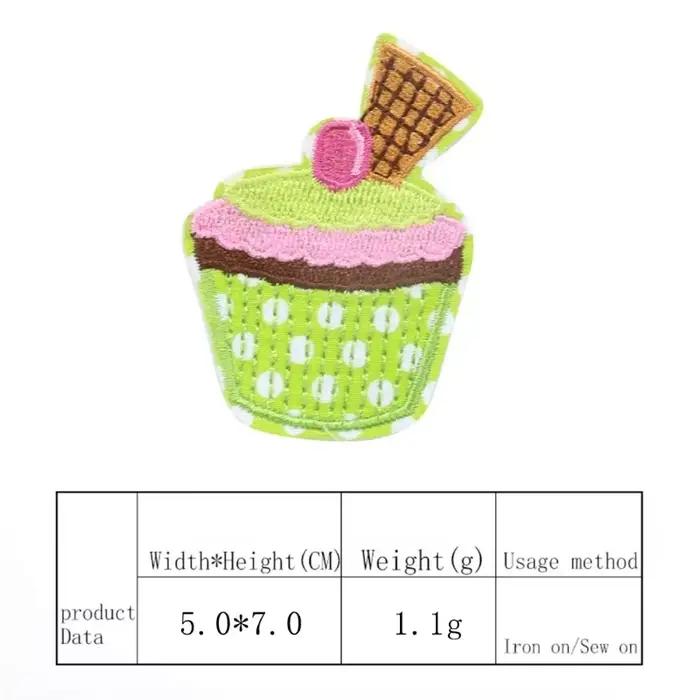 Patch brodé adhésif pour vêtements d'enfants, motif crème glacée, gâteau de dessin animé, accessoires de décoration pour trous