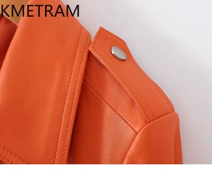100% couche supérieure vestes en peau de mouton femme décontracté court motard veste en cuir véritable nouveau dans les vêtements d'extérieur automne femmes vêtements 2025amkaات