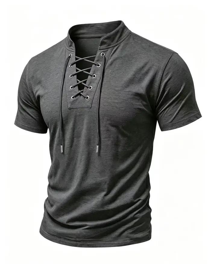 T-shirt à manches courtes à lacets pour hommes