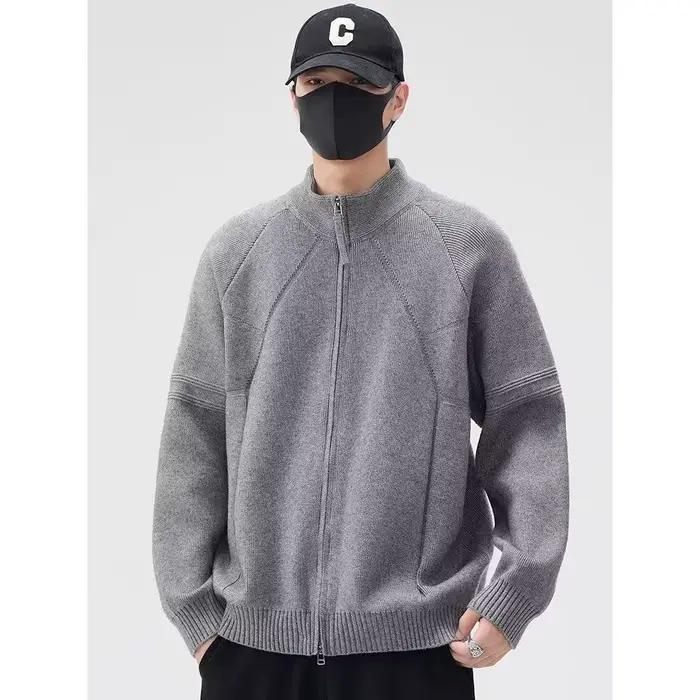 Pull à fermeture éclair pour homme, décontracté, col rond, polyester, poche, pour automne et hiver, pour running et occasions décontractées