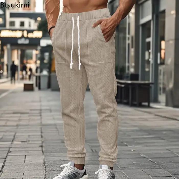 Pantalon de survêtement de couleur unie pour hommes