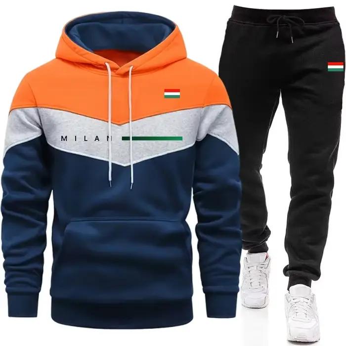 Ensemble de survêtement décontracté pour homme 2026 – Tenue de sport chaude pour l'automne et l'hiver – Vêtements de jogging d'extérieur – Sweat à capuche et pantalon (pièce unique)